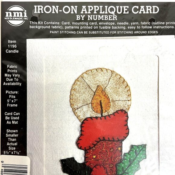 VTG NMI NEEDLEMAGIC Inc. Iron-On Appliqué Card By Numbers, Candle #1196, NIP - Picture 4 of 14